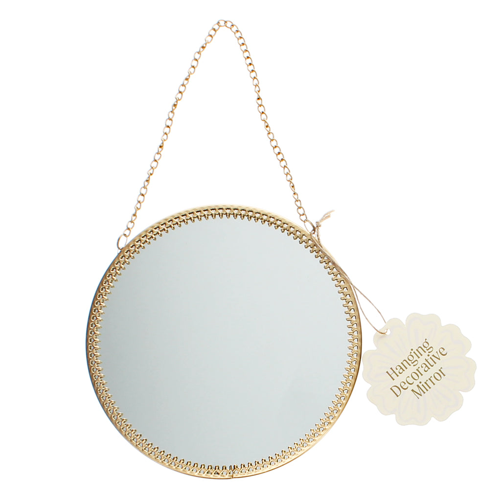 Miroir en laiton circulaire à suspendre 15,5 cm
