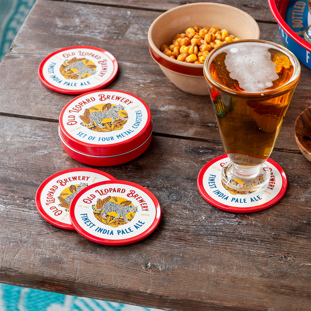 Dessous de verres en métal Old Leopard Brewery (lot de 4)
