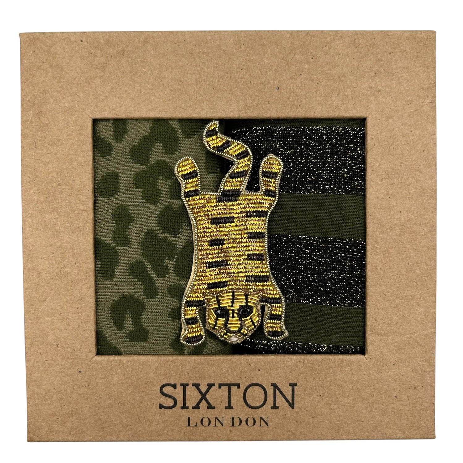 Coffret chaussettes Ivy Leopard & Berlin avec broche Corps de tigre