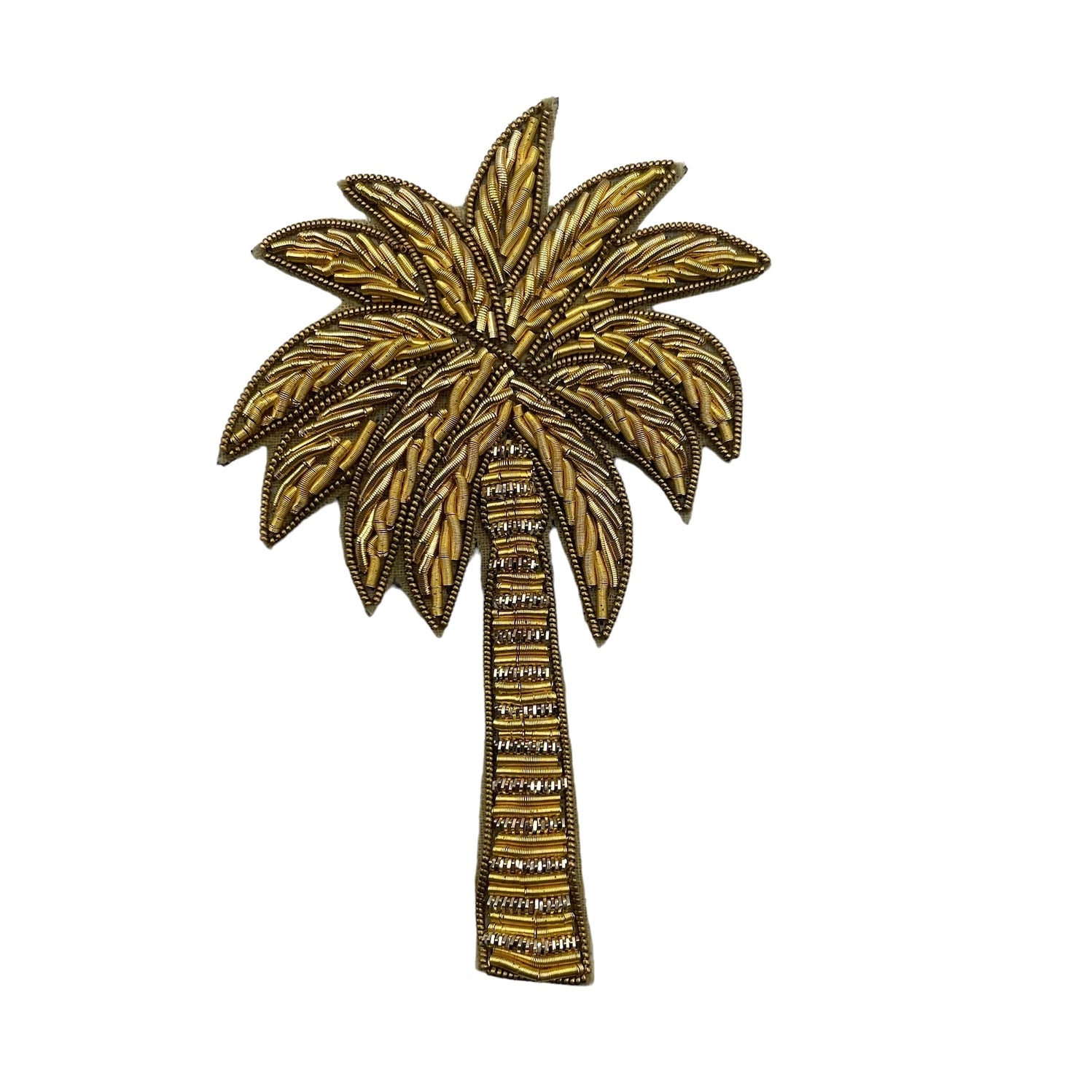 Broche à épingle brodée dorée Palmier