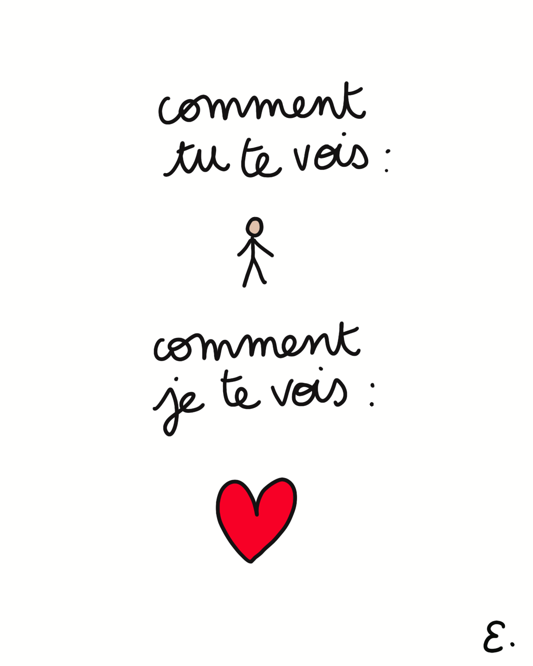 Carte Comment tu te vois, coeur