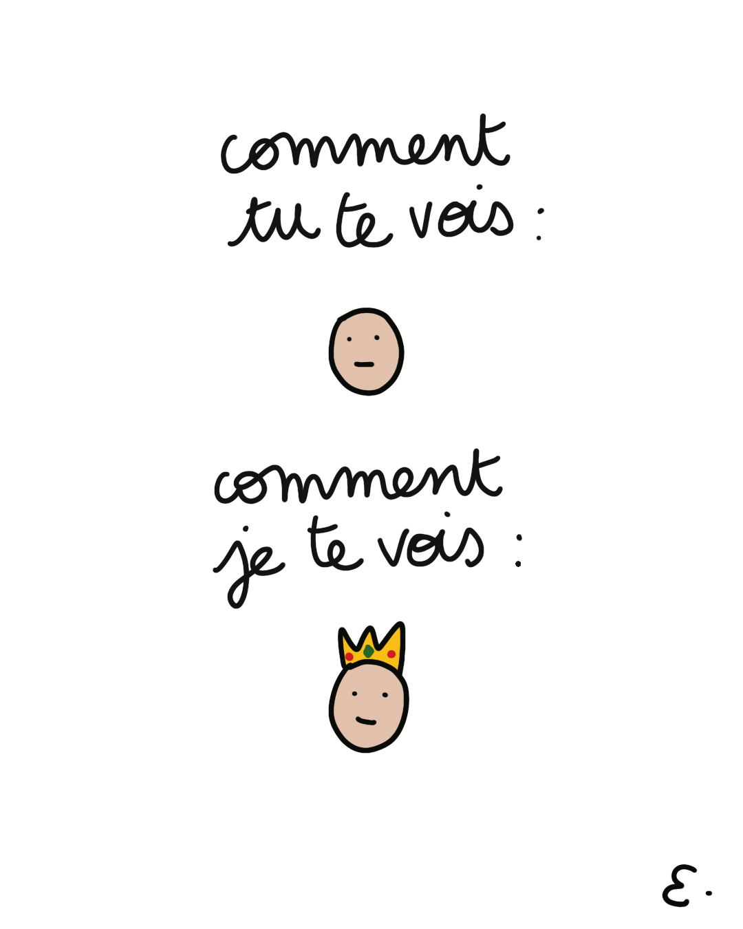 Carte Comment tu te vois, couronne