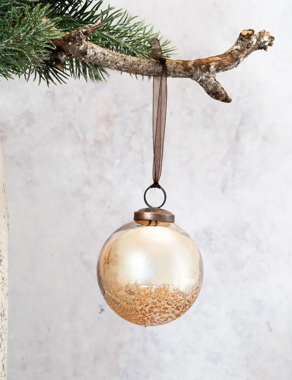 Boule en verre décorative Champagne 7,5cm