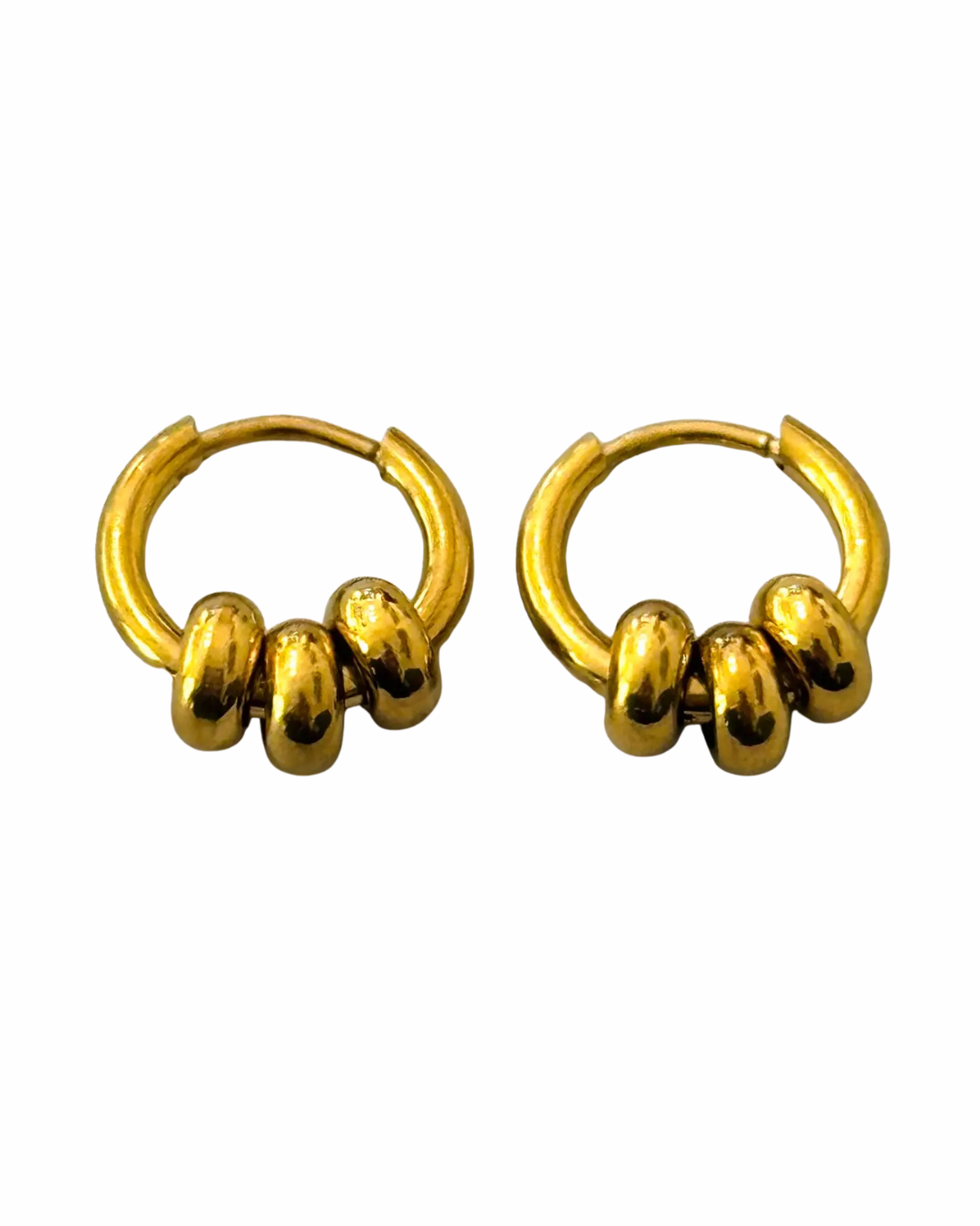 Boucles d'oreilles créoles avec trois boules amovibles