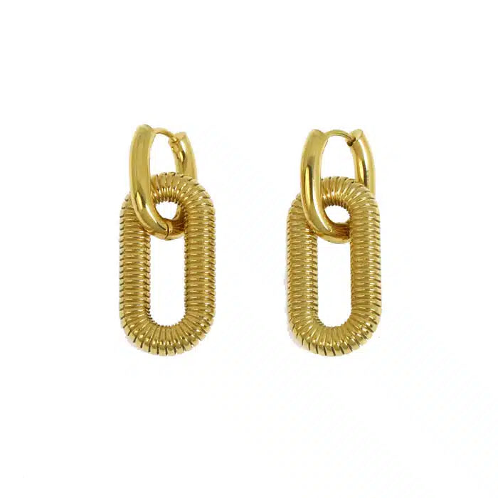 Gold stainless steel link hoop earrings Marilyne