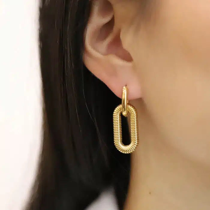 Gold stainless steel link hoop earrings Marilyne